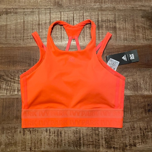 NWT Adidas x Ivy Park Halter Bra in Solar Orange - Picture 1 of 10